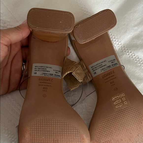 SCHUTZ Clear Strap Tan Heels - Picture 3 of 6